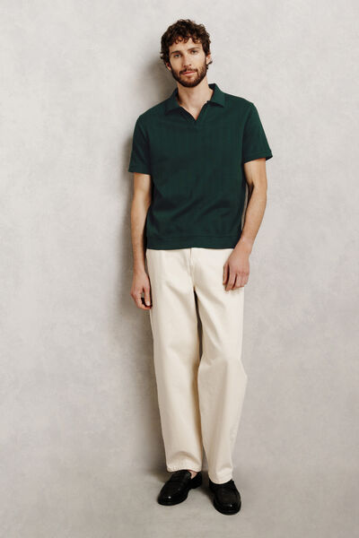 Polo manches courtes col resort mati&egrave;re textur&eacute;e