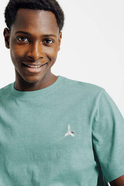 Tee shirt mati&egrave;re flamm&eacute;e broderie poitrine