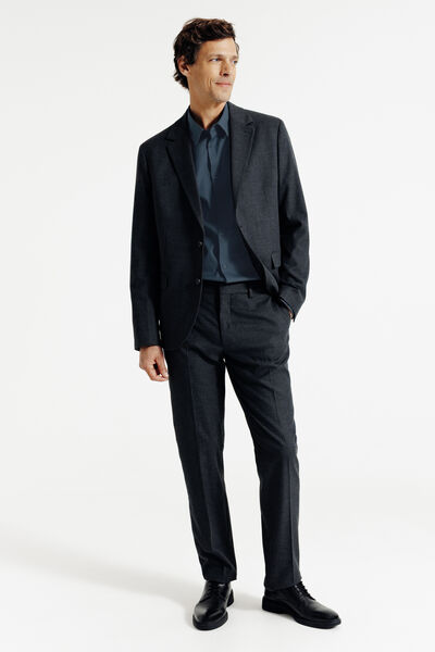 Makkelijk te strijken effen slim fit hemd in katoe