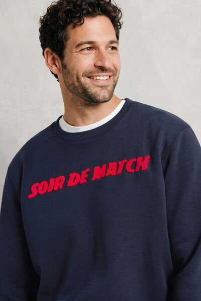 Sweat col rond d&eacute;tail bouclette licence L'&Eacute;quipe