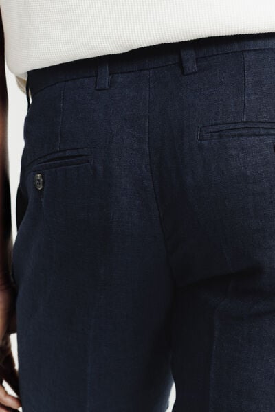 Pantalon chino straight 100% lin