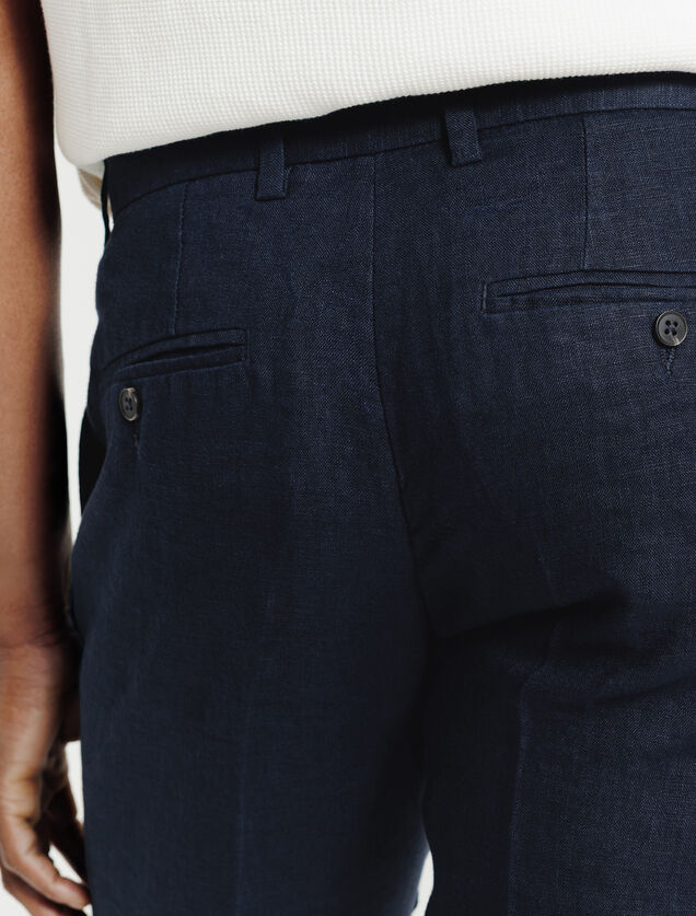 Straight fit chinobroek in 100% linnen