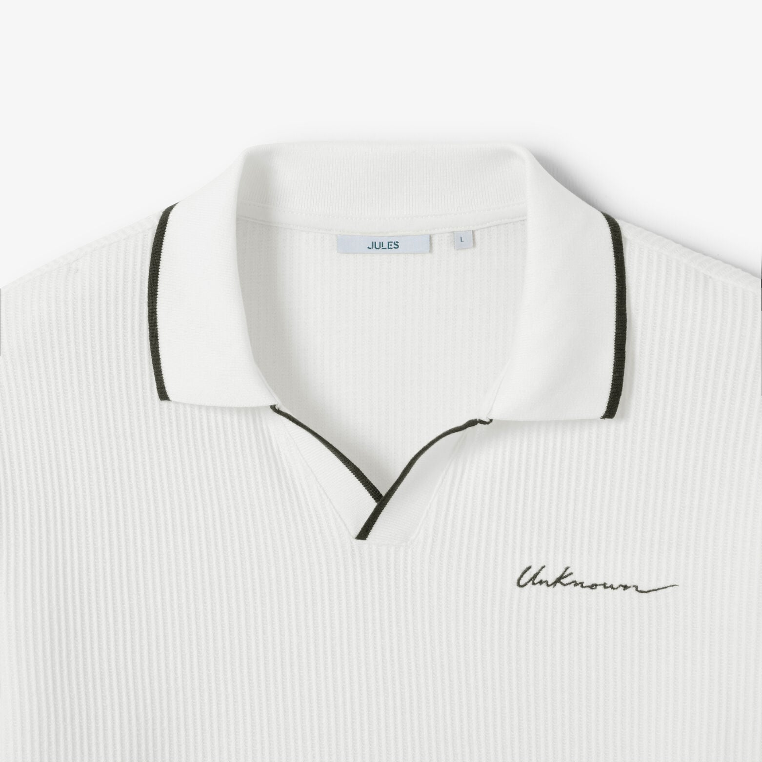 Polo manches longues col resort jacquard contrast&eacute;