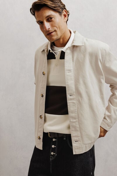 Veste boutonn&eacute;e col chemise 100% coton