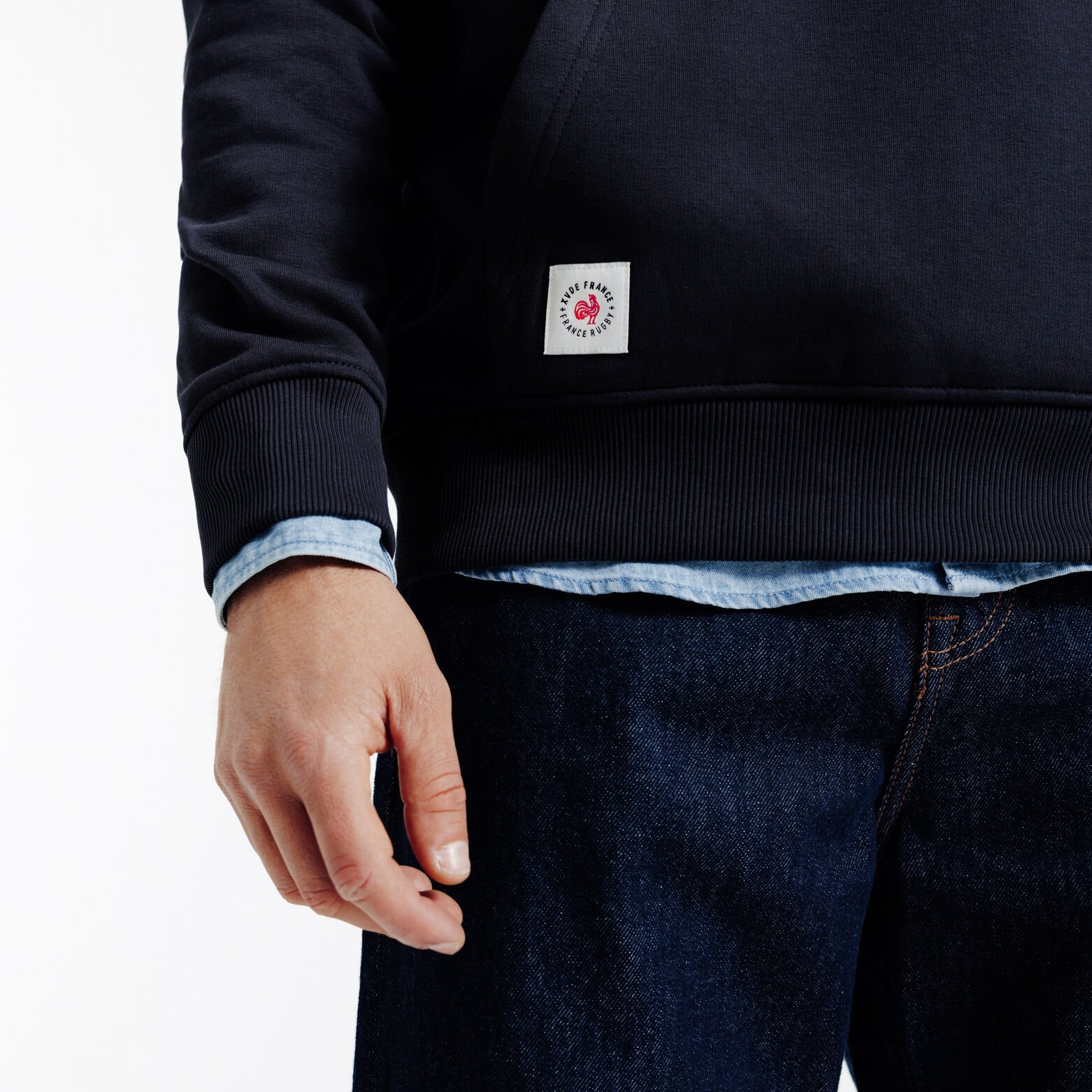 Sweat &agrave; capuche brod&eacute; licence France Rugby