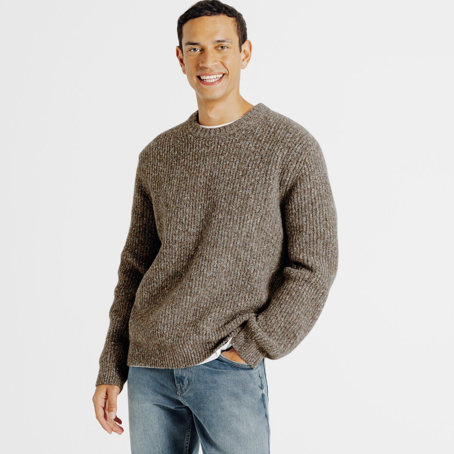 Pull col rond tweed