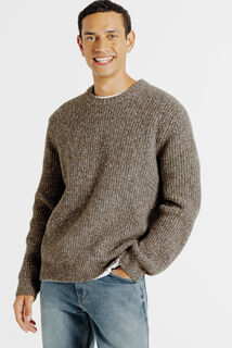 Pull col rond tweed
