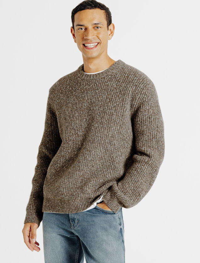 Pull col rond tweed