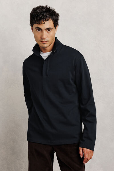 Tee shirt manches longues col montant pressionn&eacute;