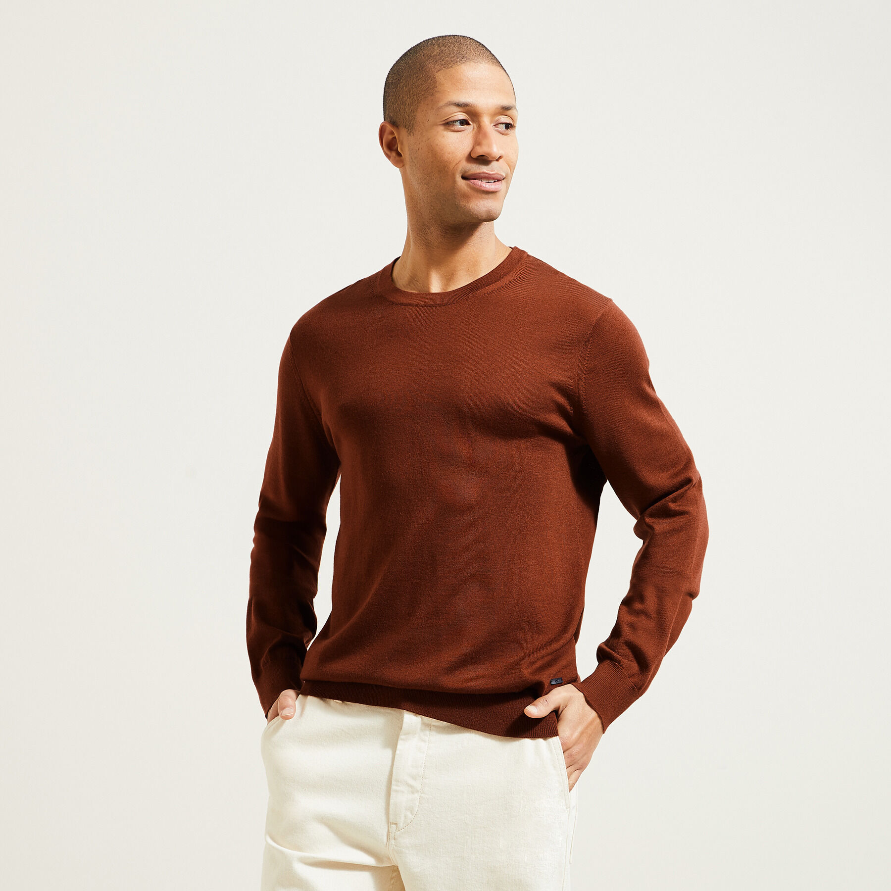 Pull homme marron on sale