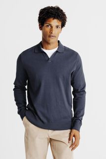 Polo en maille manches longues col resort