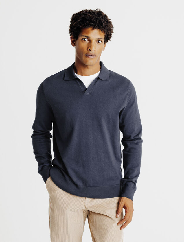 Polo en maille manches longues col resort