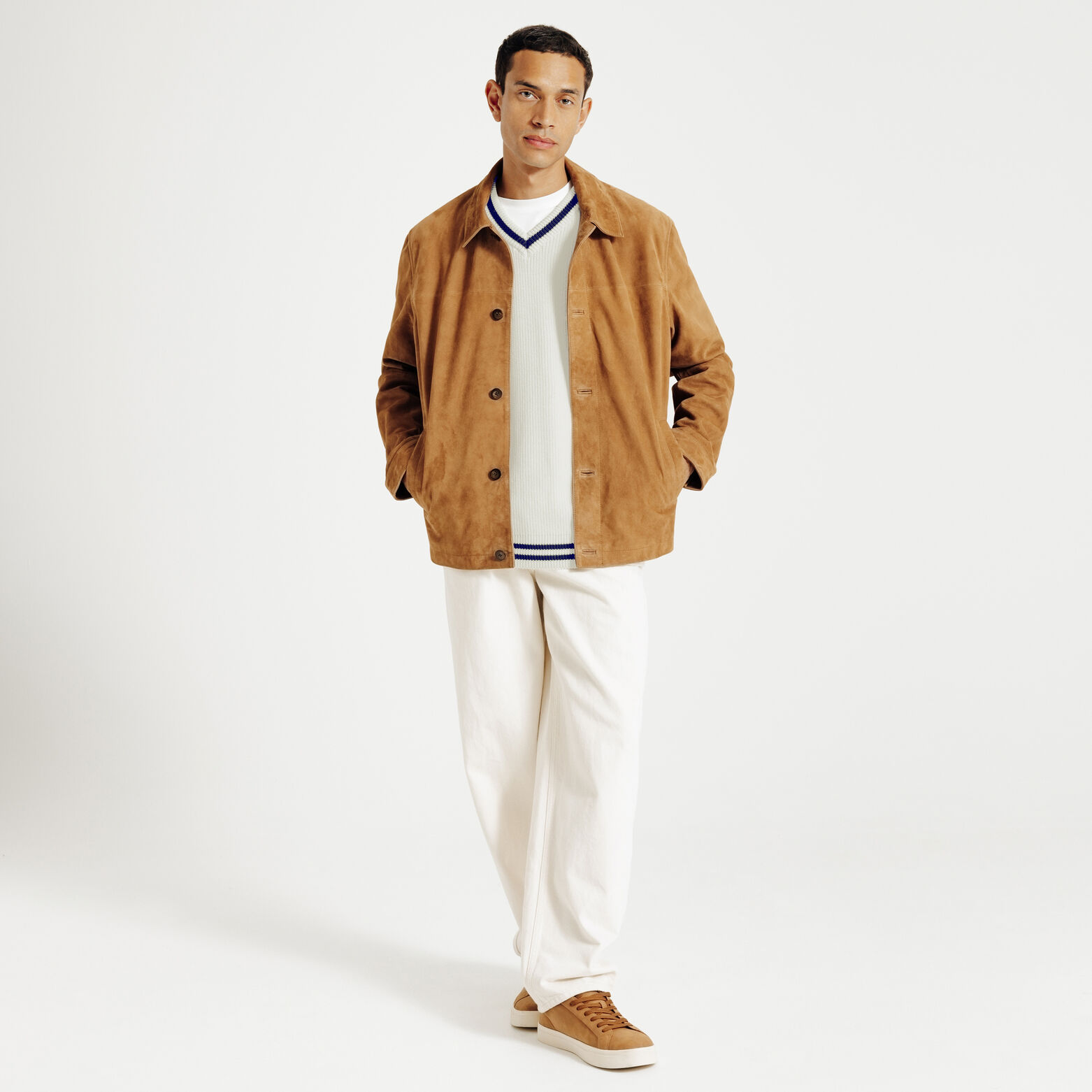 Pull col v sans manches relax