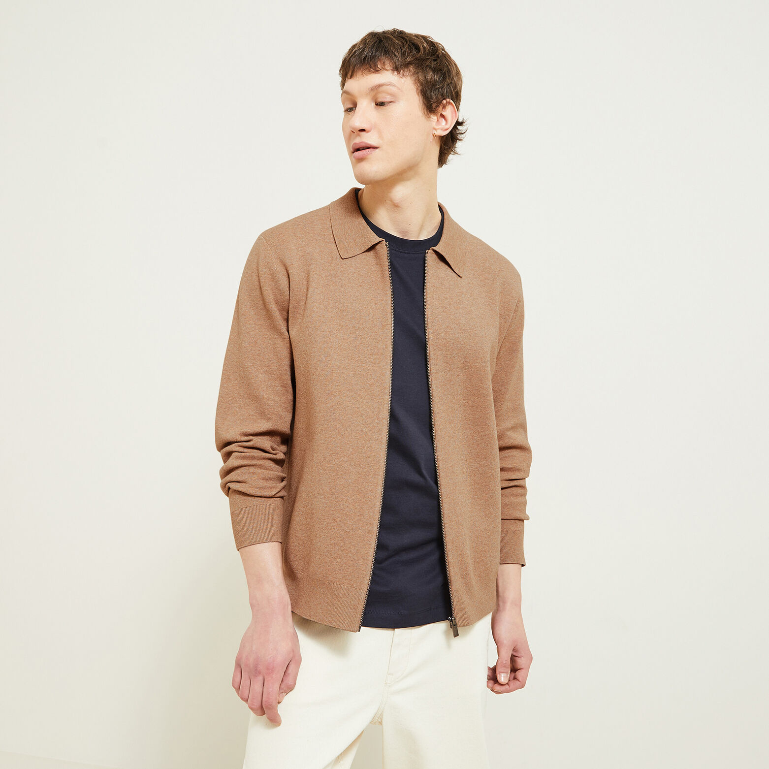 Gilet zipp&eacute; col chemise