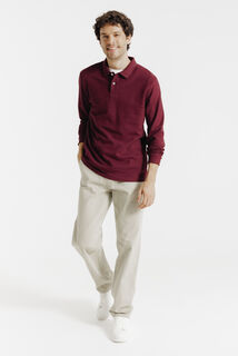 Effen polo in piqu&eacute;katoen, met lange mouwen