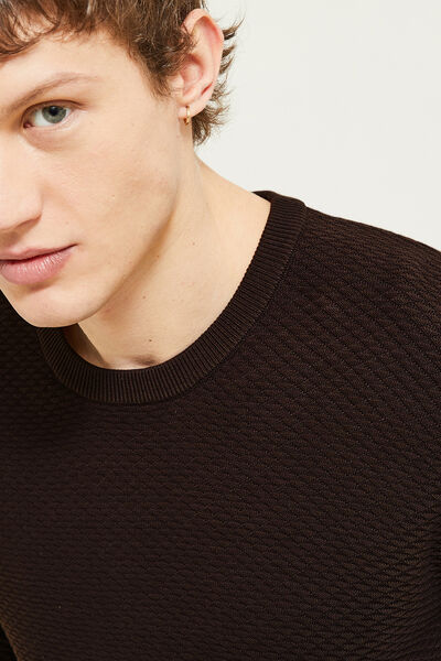 Pull col rond jeux de points fantaisie