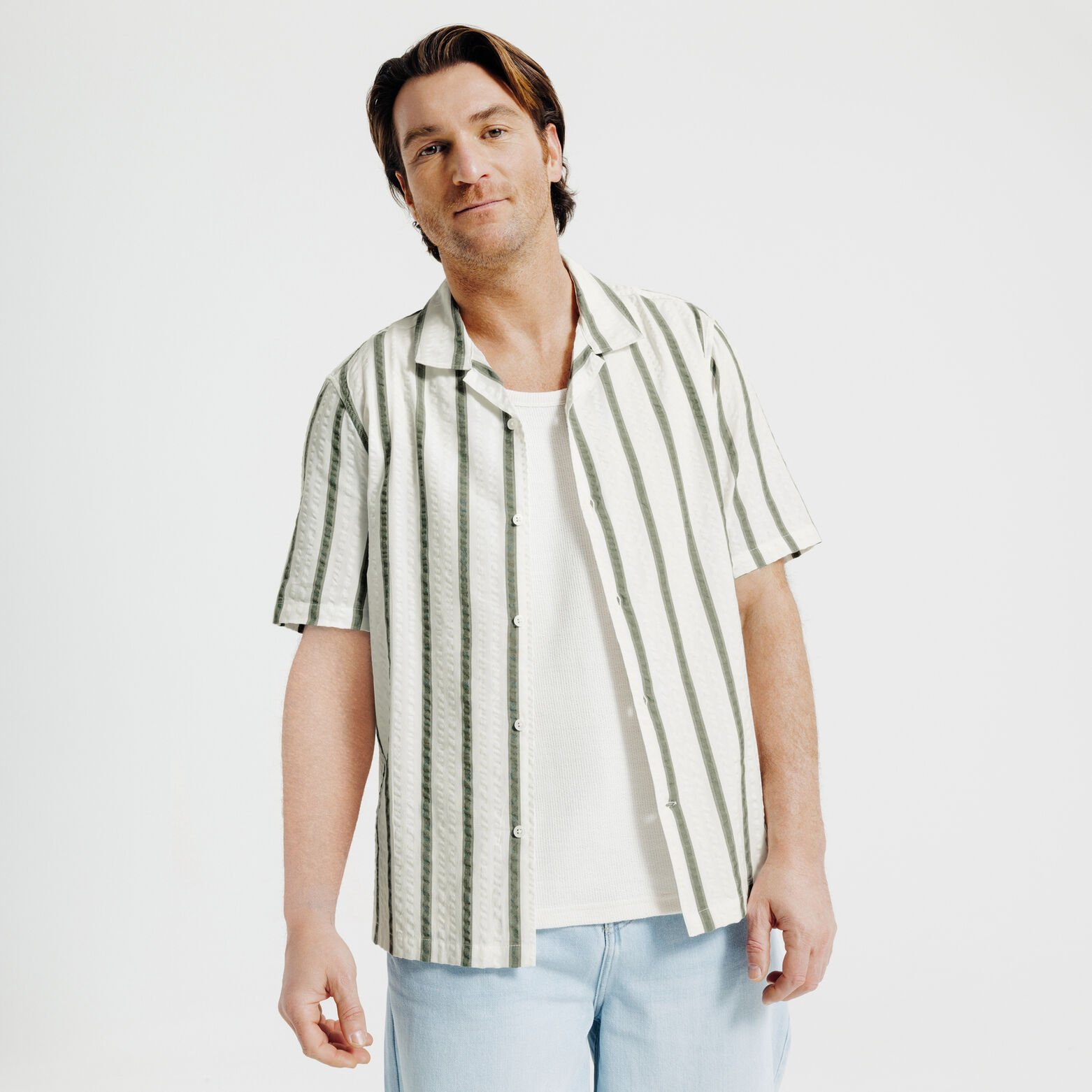 Gestreept hemdje in seersucker katoen