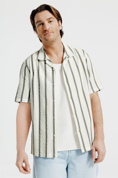 Gestreept hemdje in seersucker katoen