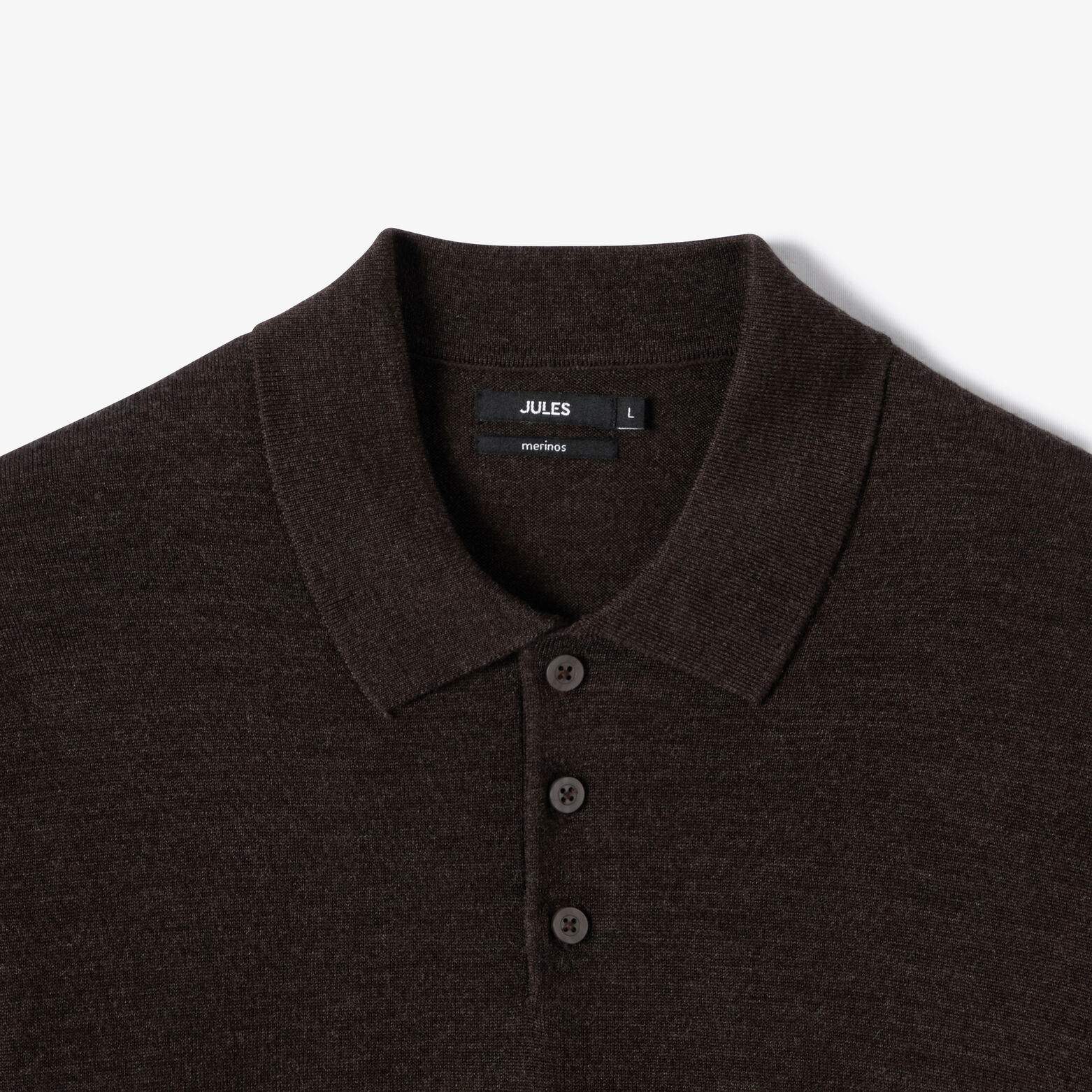 Pull col polo boutonn&eacute; 100% m&eacute;rinos