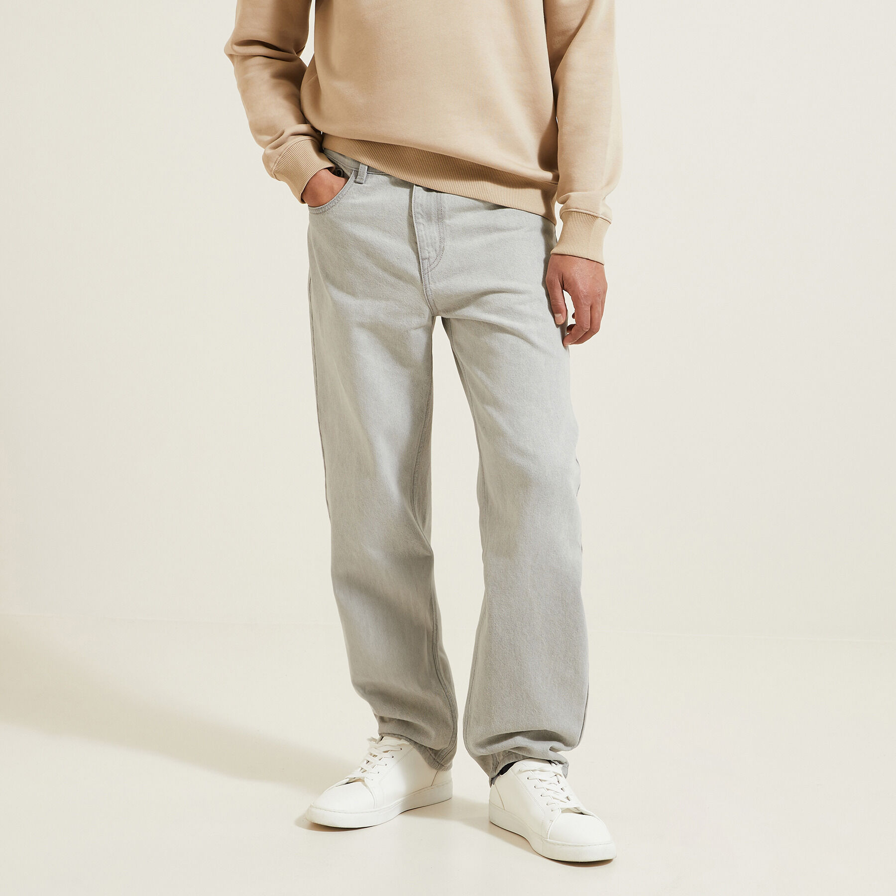 Pantalon jean deals gris homme