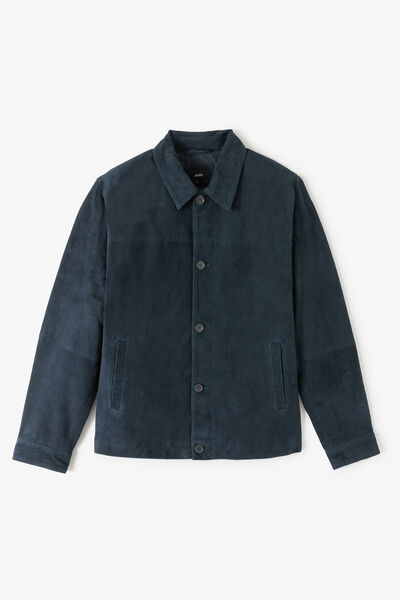 Blouson en cuir col chemise