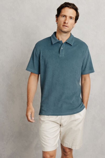 Polo manches courtes uni mati&egrave;re &eacute;ponge