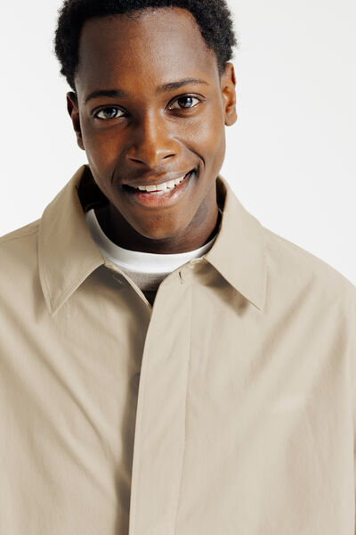 Trench long col chemise doubl&eacute;