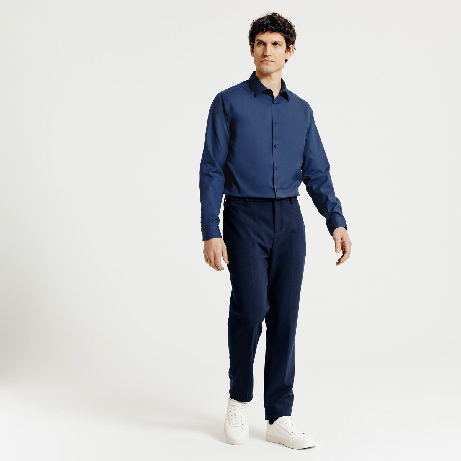 Strijkvrij regular fit hemd in katoen