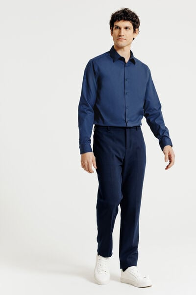 Strijkvrij regular fit hemd in katoen