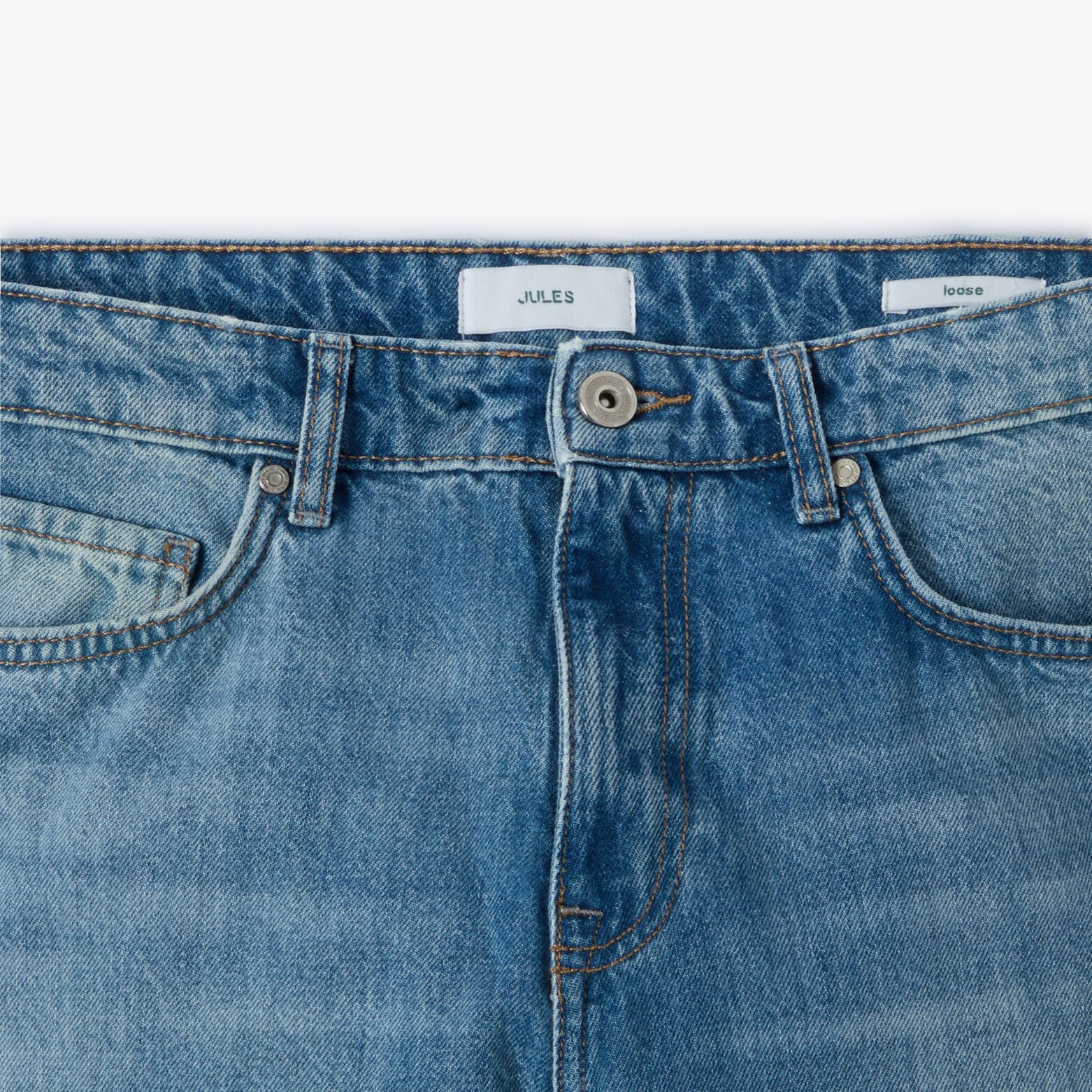Jean loose d&eacute;lav&eacute; 100% coton