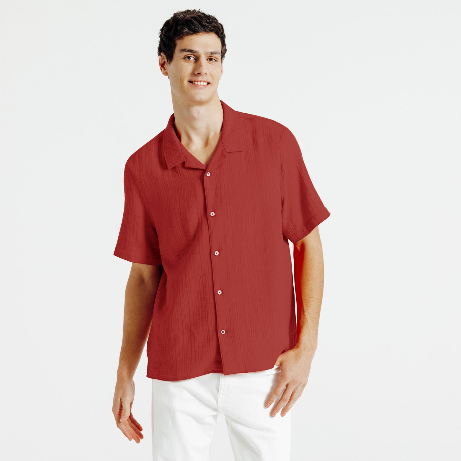 Chemisette en gaze de coton col requin