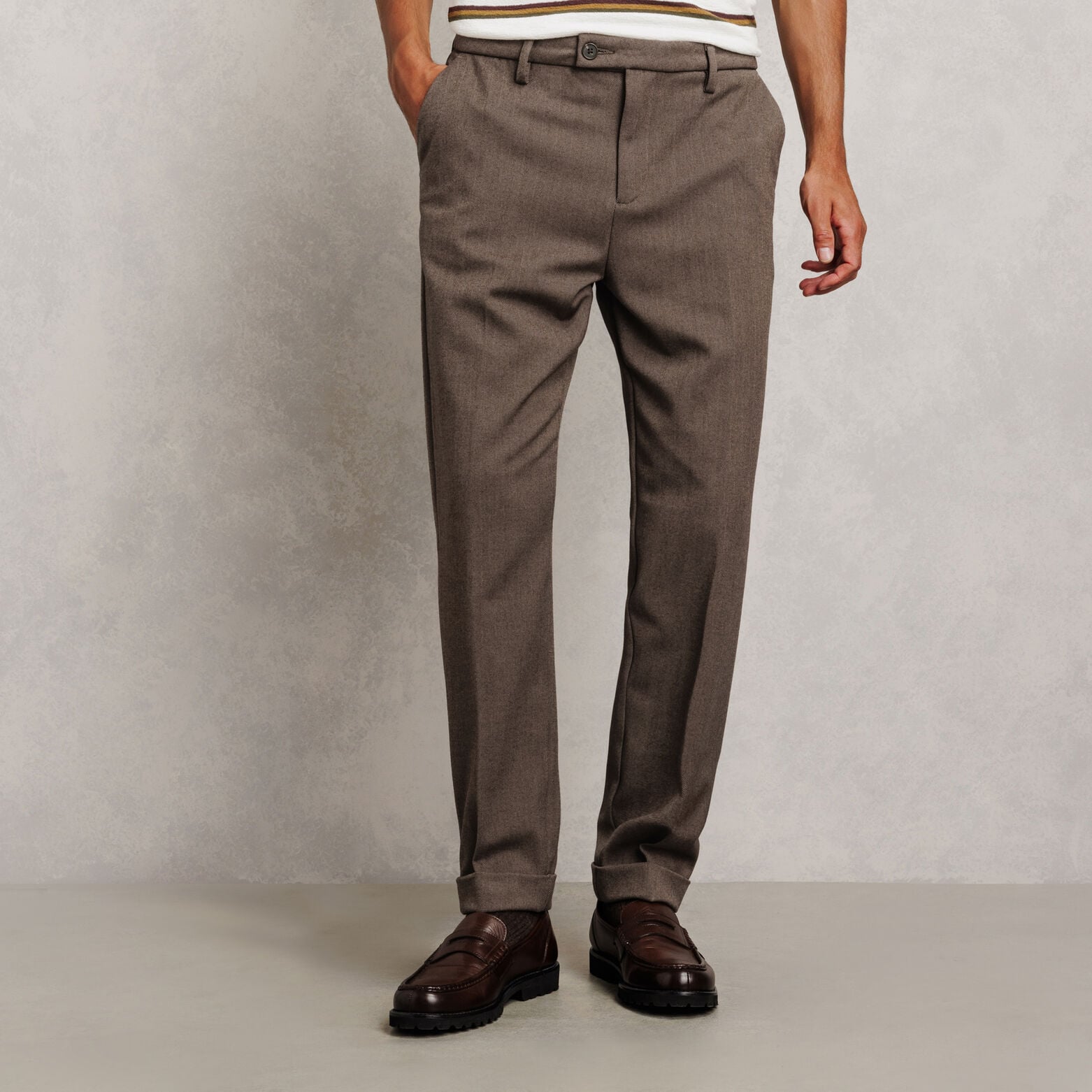 Pantalon chino tapered flanelle fantaisie