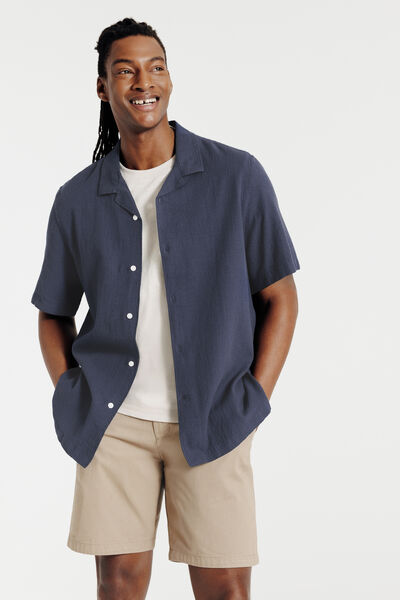 Effen hemdje in seersucker katoen