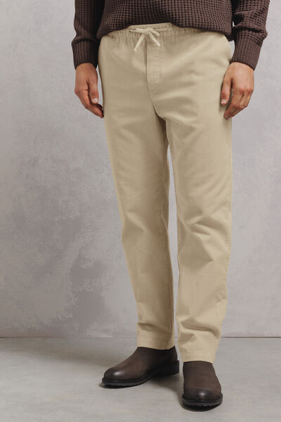 Pantalon tapered taille &eacute;lastiqu&eacute;e en velours