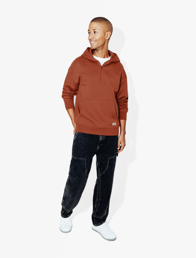 Sweater met kap en ritskraag