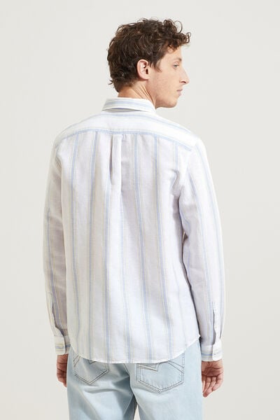 Chemise regular à rayures en coton lin