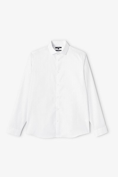 Chemise sans repassage slim en coton imprim&eacute;e
