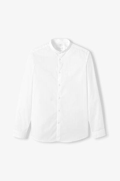 Chemise col mao ouvert coton regular unie