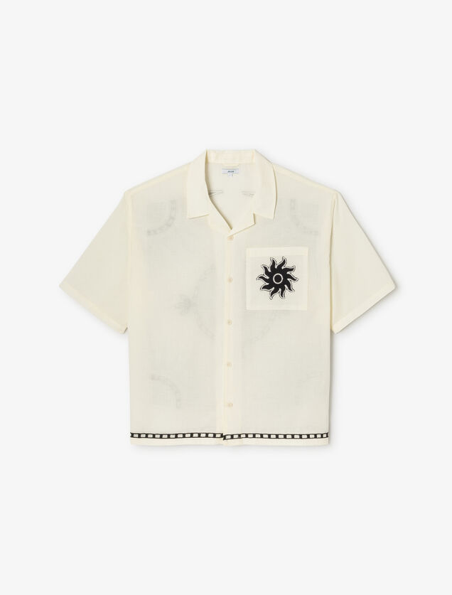 Boxy fit hemdje in geborduurd katoen