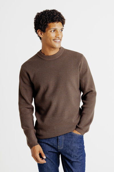 Pull col rond jeux de points fantaisie