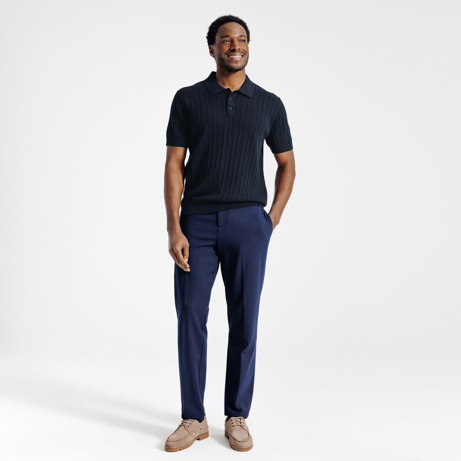 Polo en maille manches courtes jeux de points