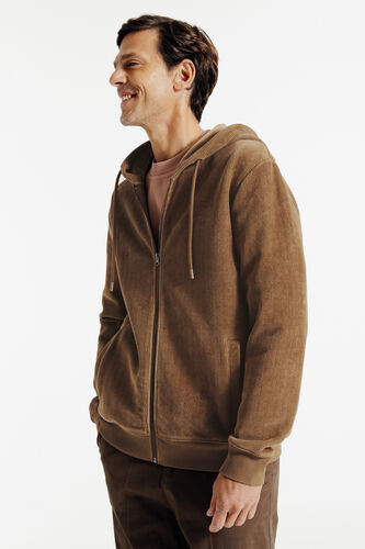 Sweat à capuche zippé velours