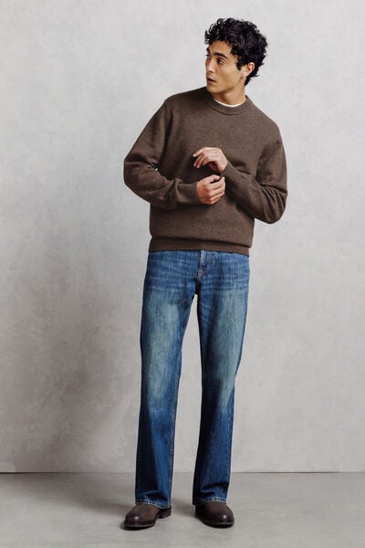 Pull col rond en laine d'agneau majoritaire