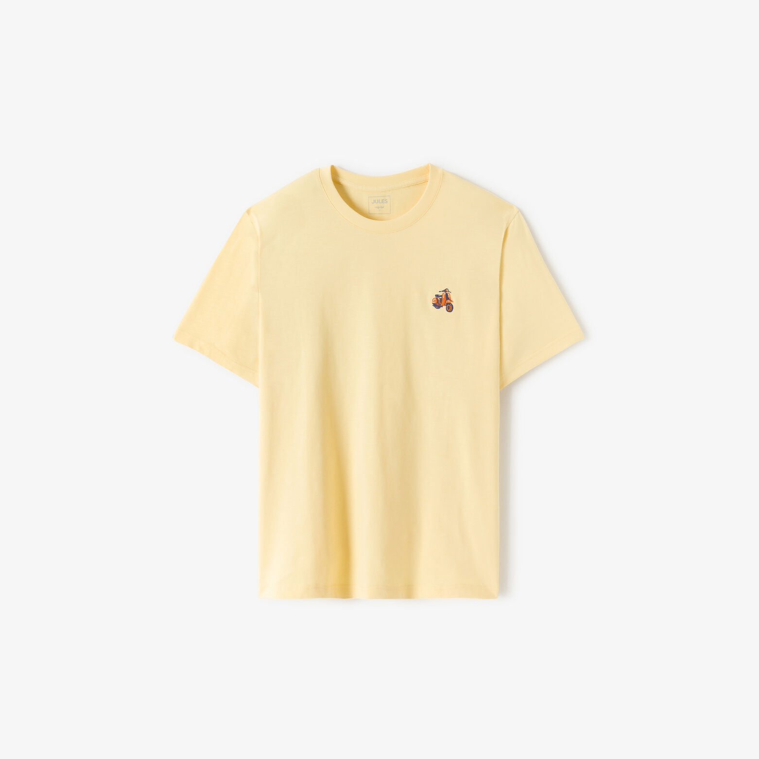 T-shirt in gevlamde stof met borduursel op de bors