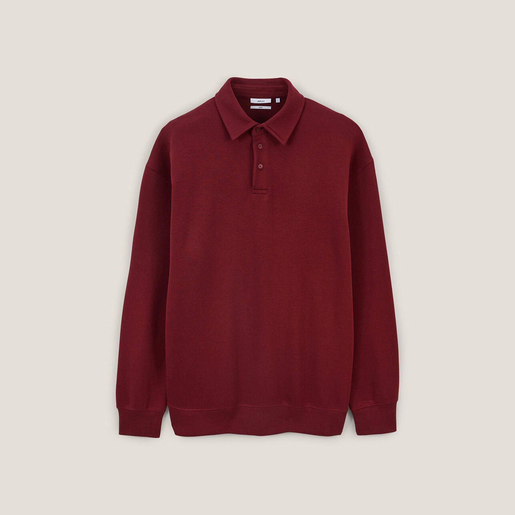 Sweat col polo relax uni Bordeaux Jules
