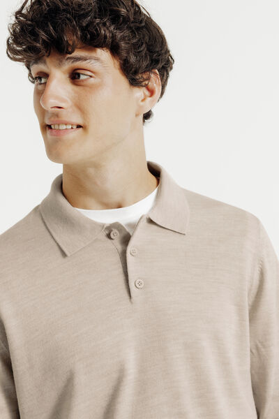 Polo en maille col boutonné mérinos