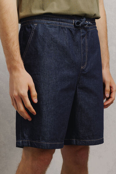 Short en jean taille &eacute;lastiqu&eacute;e