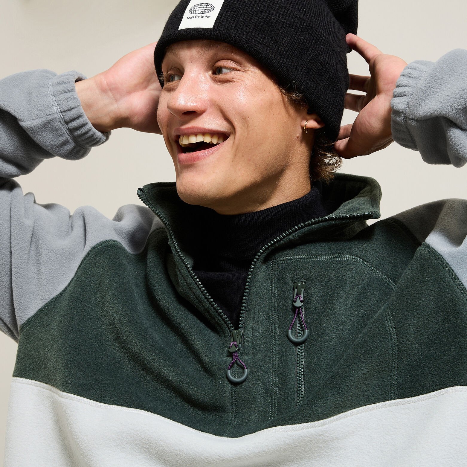 Fleecesweater met opstaande ritskraag