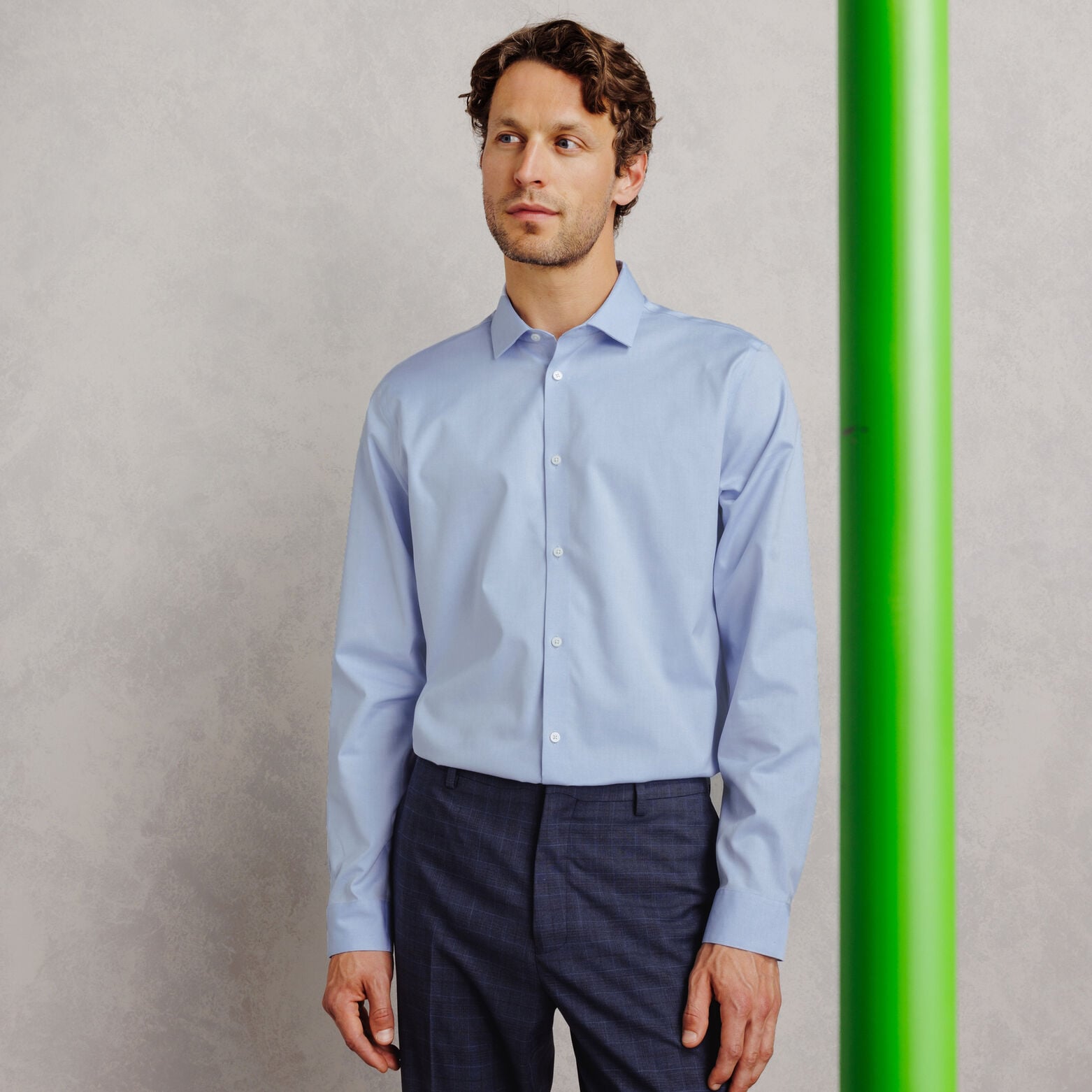 Chemise 100% coton slim sans repassage unie