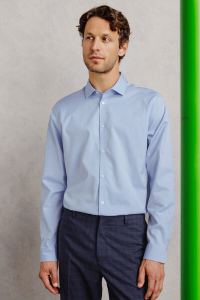 Chemise 100% coton slim sans repassage unie